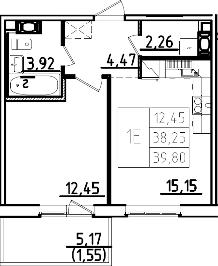 1-комнатная квартира 43.42 м², 5/9 эт., ЖК «IQ Гатчина 3»